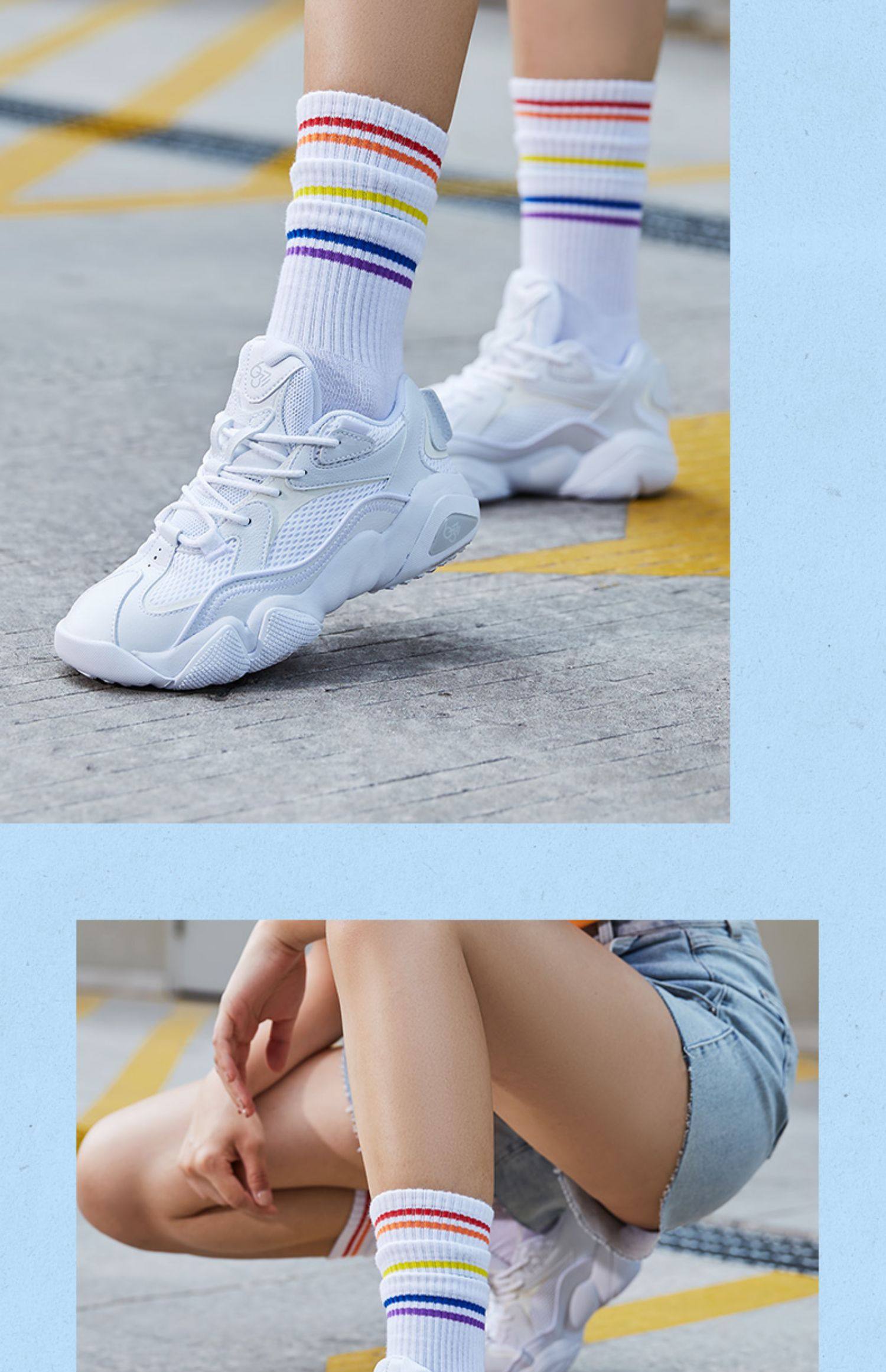 匹克女鞋态极休闲鞋6371夏季新款篮球网面老爹鞋白色减震运动鞋女