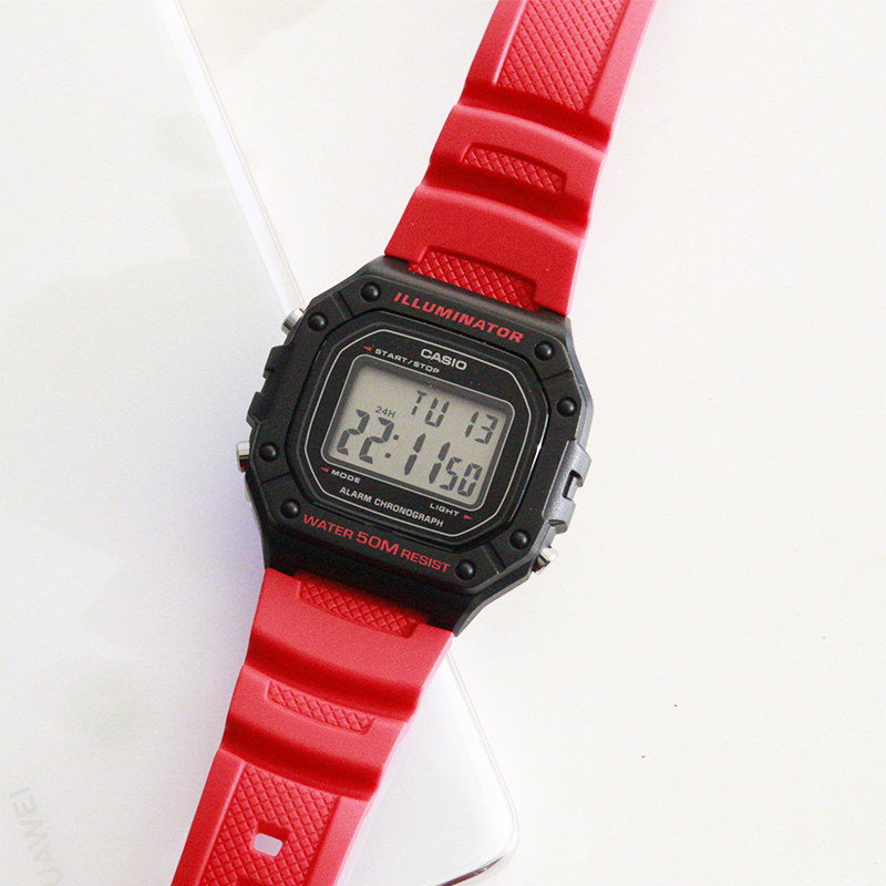 casio watch casio square female watch men's watch student neutral electronic sports multi-function watch w-218h