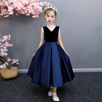 CUHK childrens piano performance suit Girls high-grade velvet long evening dress Childrens catwalk performance puffy princess dress