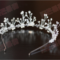 Children princess crown hair band Baby performance host headdress Korean elegant temperament hair band girls rhinestone hair ornaments