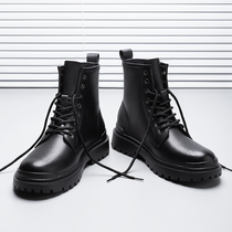 Martin Boots Thick Bottom Lacing 2021 Autumn Winter New Black Boots Man Young Wear Inron High Help Shoes
