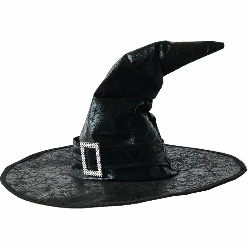 cos万圣节舞会弯钩帽 巫师帽 女巫帽 魔法帽 立体弯钩巫婆帽