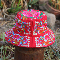 Ethnic style hat Yunnan Lijiang characteristic retro style embroidered round hat female Sun Hat sun hat leisure Leisure