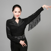 2021 Female Latin dance costume performance suit Adult competition suit Modern dance top practice suit long sleeve new