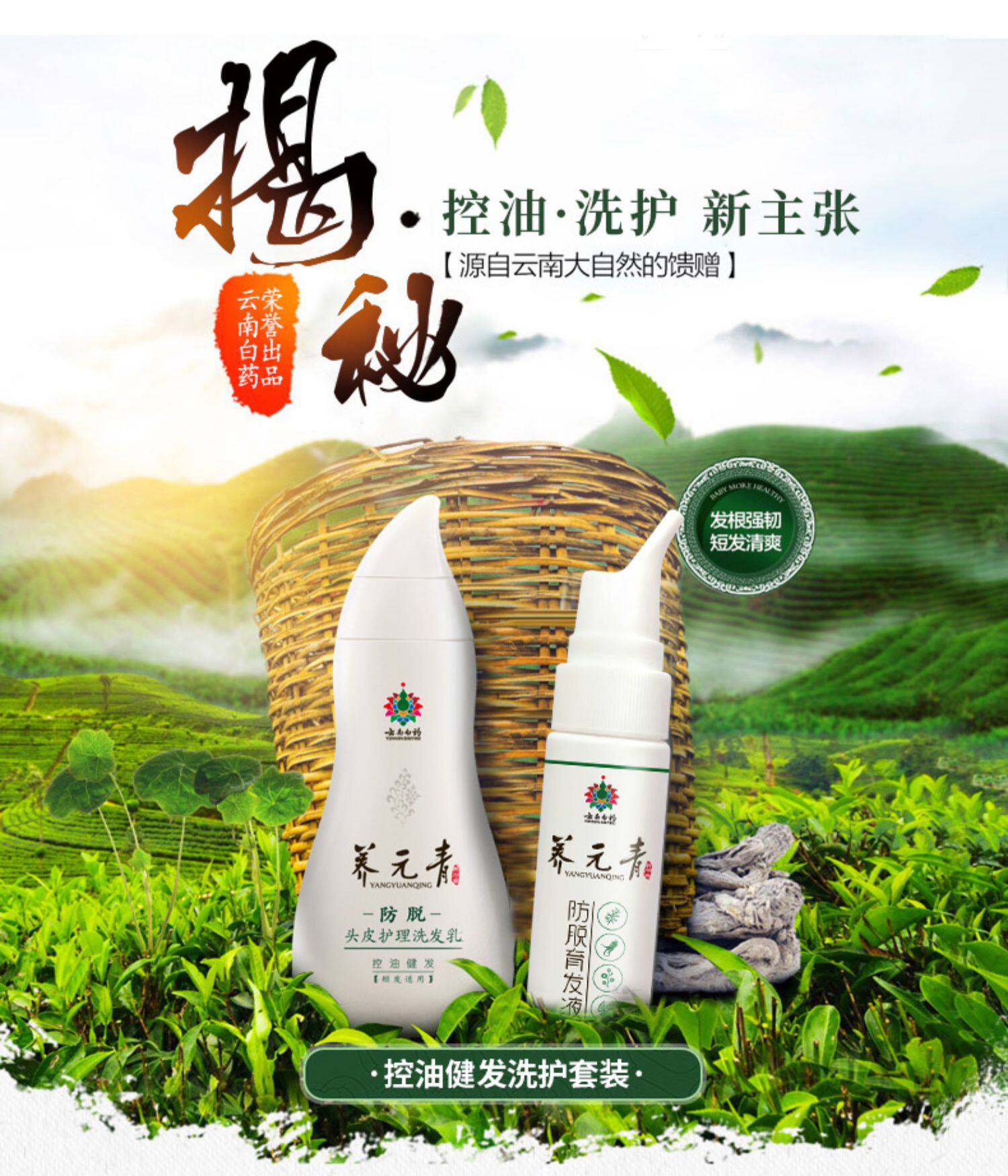 云南白药养元青防掉脱控油健发洗发水洗发露 强根健发 2套装_放心购物