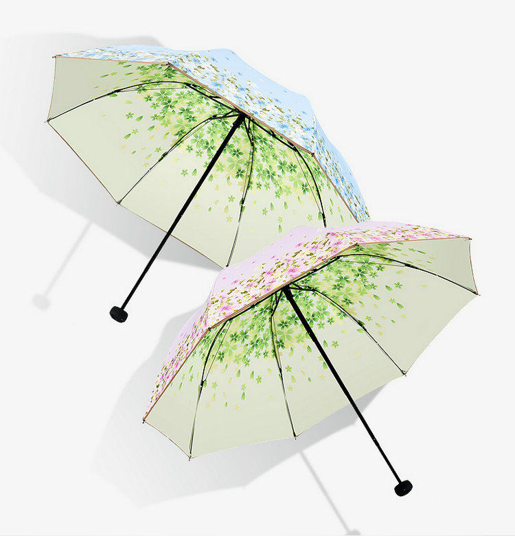 正品天堂伞女士三折双层黑胶防晒防紫外线遮阳伞太阳伞晴雨伞森系