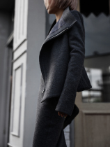 Z boss wool stand-up collar oblique placket wool jacket short slim asymmetrical jacket for women