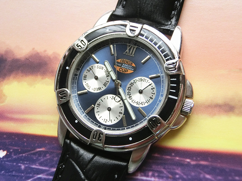 国外带回正品纪念法国杯harleydavidson哈雷戴维森小三针男士手表