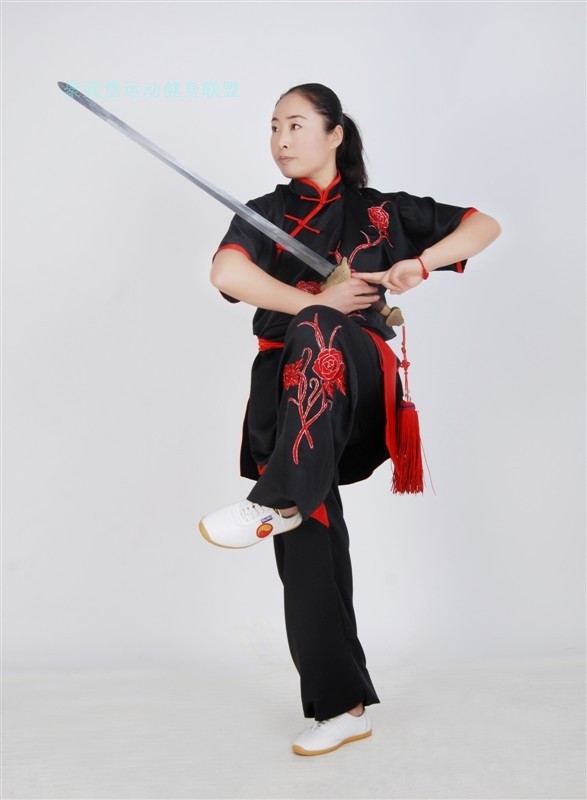 正品弹力真丝绸刺绣*绣花表演服*武术服*练功服 长拳服淘宝网