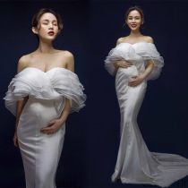 20 pregnant women photography clothing beautiful photo studio white self-cultivation photo clothing tailing dress pregnant women Photo Clothing