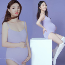 The exhibitions new pregnant women purple conjoined to practice the body and freshen up the real theme photography pregnant woman photo costumes