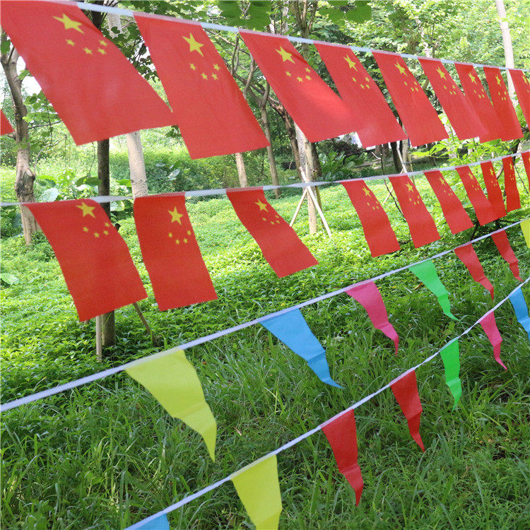 国旗串旗吊旗五星红旗挂旗彩旗商场会场国庆装饰手摇旗手挥小国旗