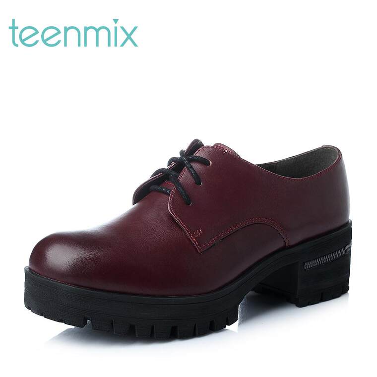 Teenmix/天美意2015年秋季专柜同款牛皮女单鞋6SR20CM5