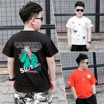 Fat childrens short-sleeved T-shirt summer dress middle-aged childrens fattened increase loose 9 boys 12 summer 15-year-old half-sleeve shirt