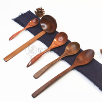 Star mother kitchen long handle wooden spoon Porridge spoon Ramen spoon Japanese spoon Household soup wooden rice spoon