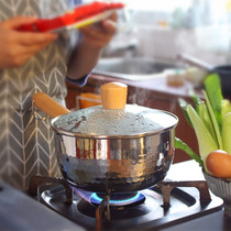 Xingma stainless steel household Japanese-style snow flat pot small pot cooking instant noodles baby food small milk pot Induction cooker