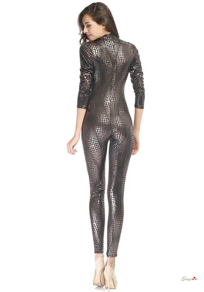 蛇皮美人另类诱惑ds演出夜店制服紧身连体女王漆皮衣大码情趣内衣