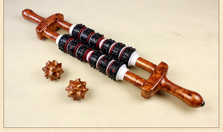 按摩棒磁疗棒经络棒背部肩部腰部颈椎滚轮手动按摩器全身魔力棒