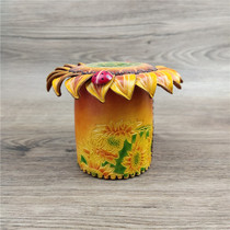 Cowhide handmade sun flower piggy bank desktop small ornaments home accessories cute pastoral leather creative small gifts