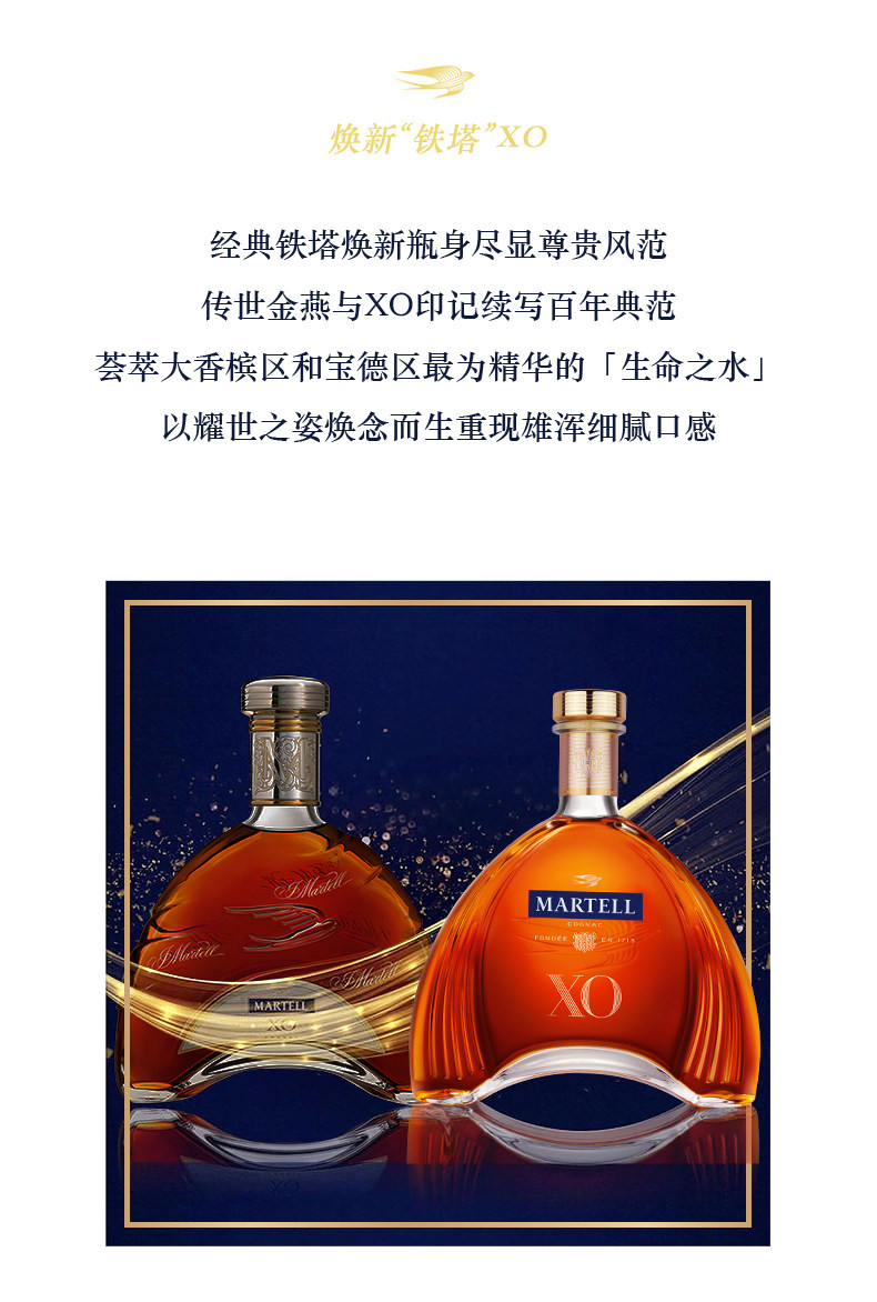 【秒杀 送礼新款】2瓶 马爹利(martell)xo干邑白兰地700ml *2