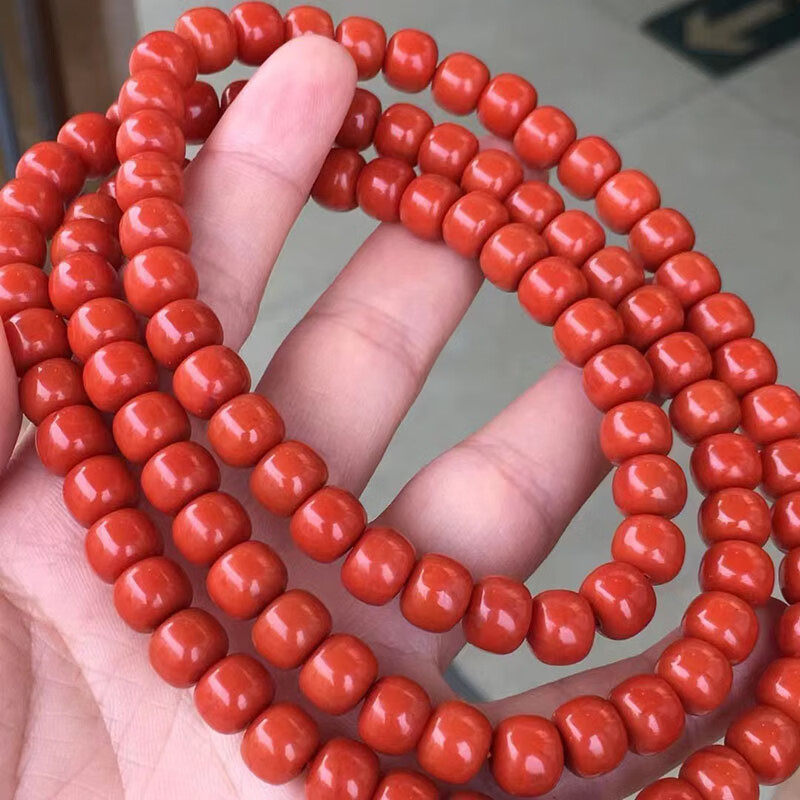 极品收藏级瓦西料南红老型佛珠尺寸8mm重量约78.6克