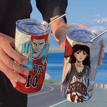 Slam Dunk Animation Thermos Cup with Straw Handy Cup Coffee Cup ins High-Looking Portable Student Water Cup
