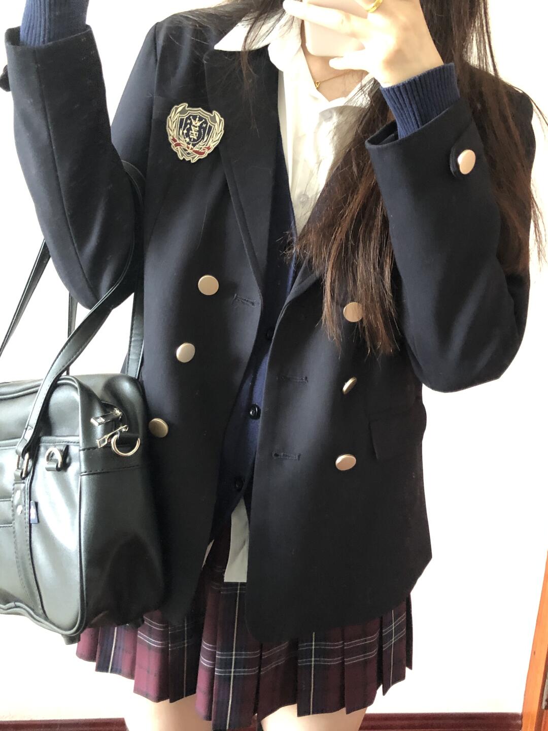 校供黑色西装jk制服套装正版原创秋冬季学院风格裙西服开衫穿搭女