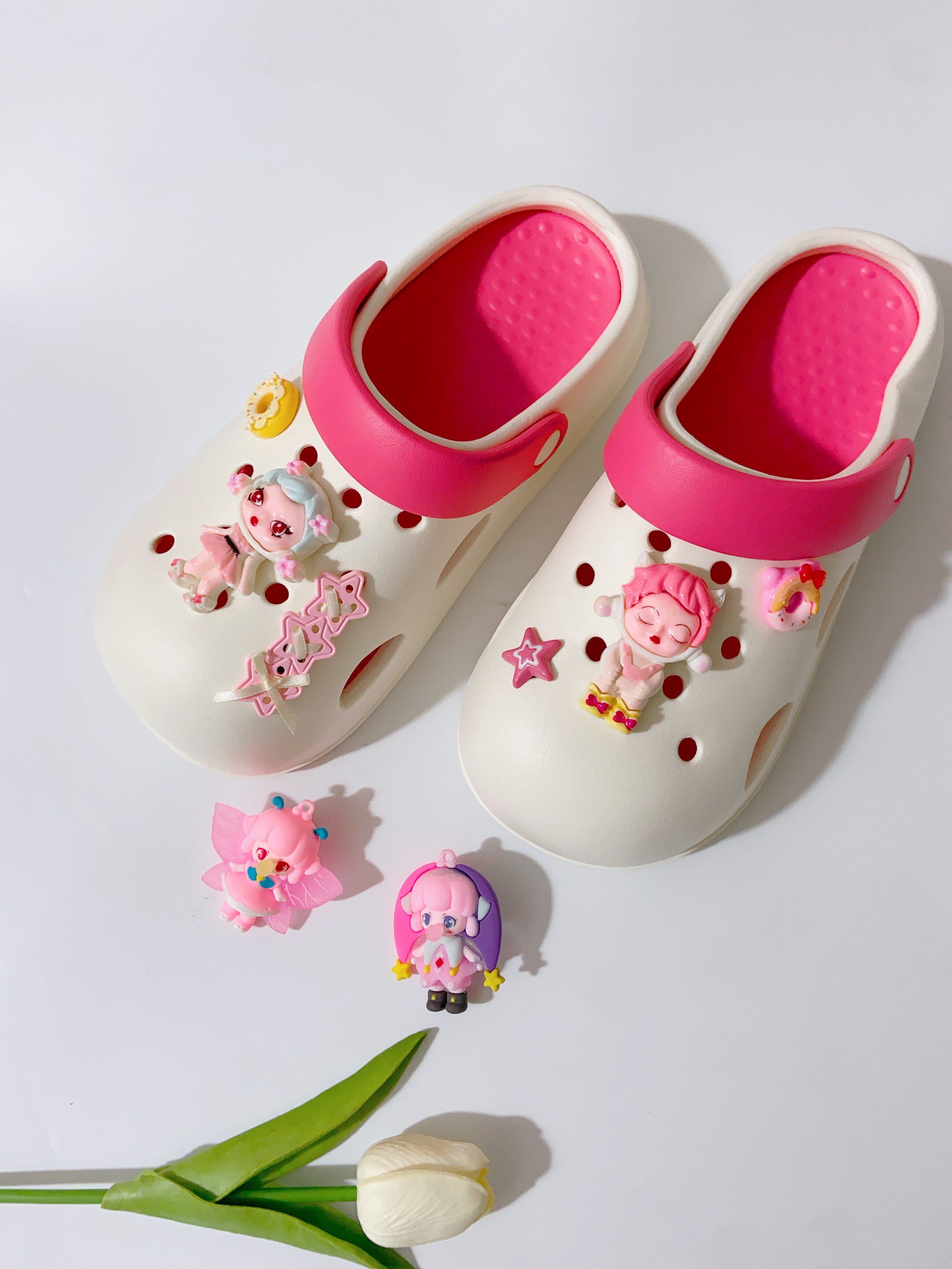 洞洞鞋配饰diy鞋扣亮面可爱泡泡女孩卡通鞋花装饰适配卡骆驰crocs