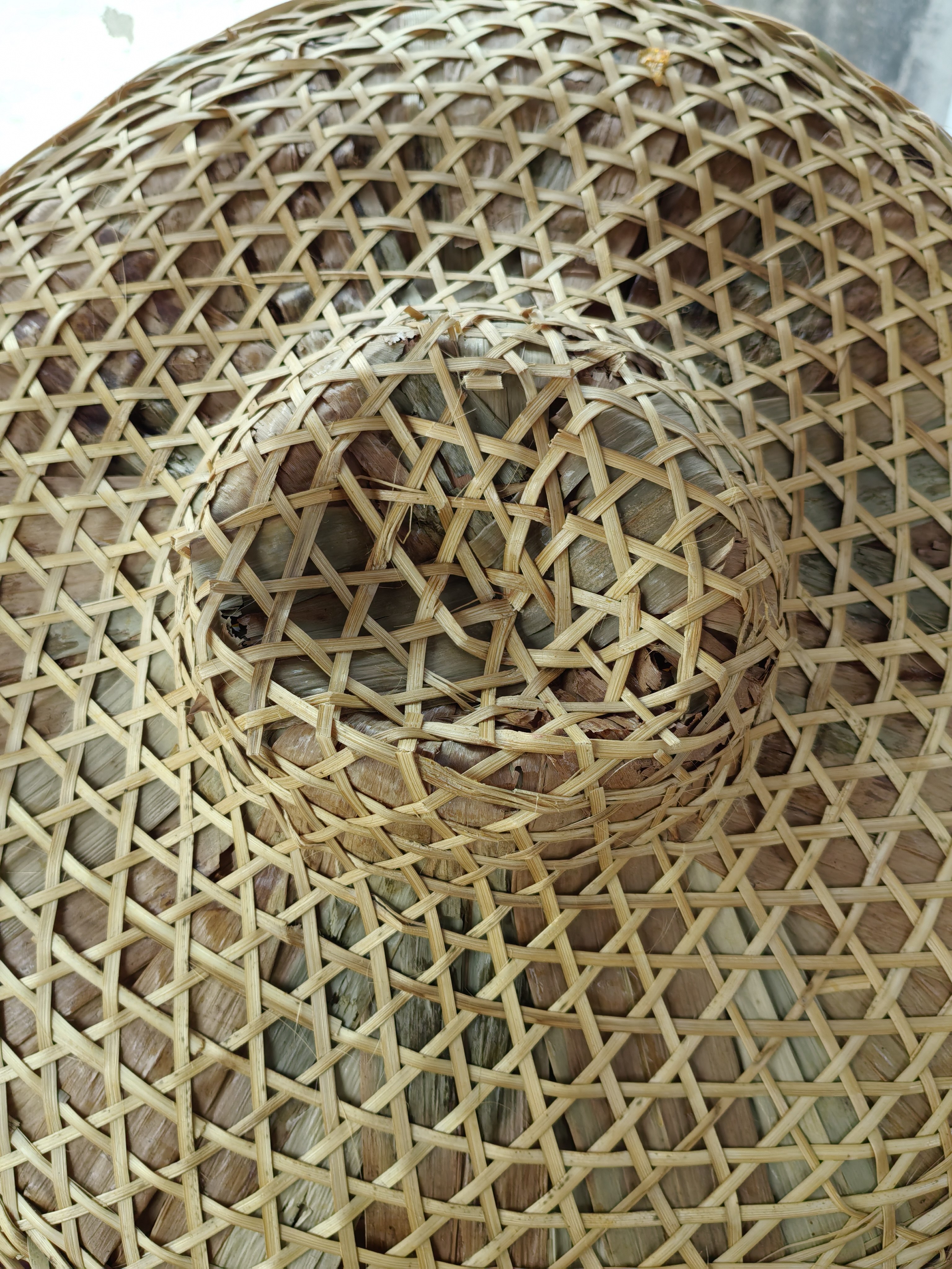 大帽檐防雨竹帽手工编织粽叶草帽防晒男士钓鱼帽复古风防水斗笠帽