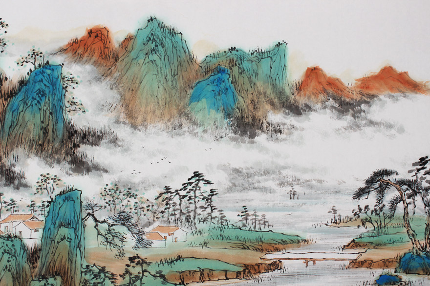 季清龙 《富村山居图》中美协会员 带合影 山水画