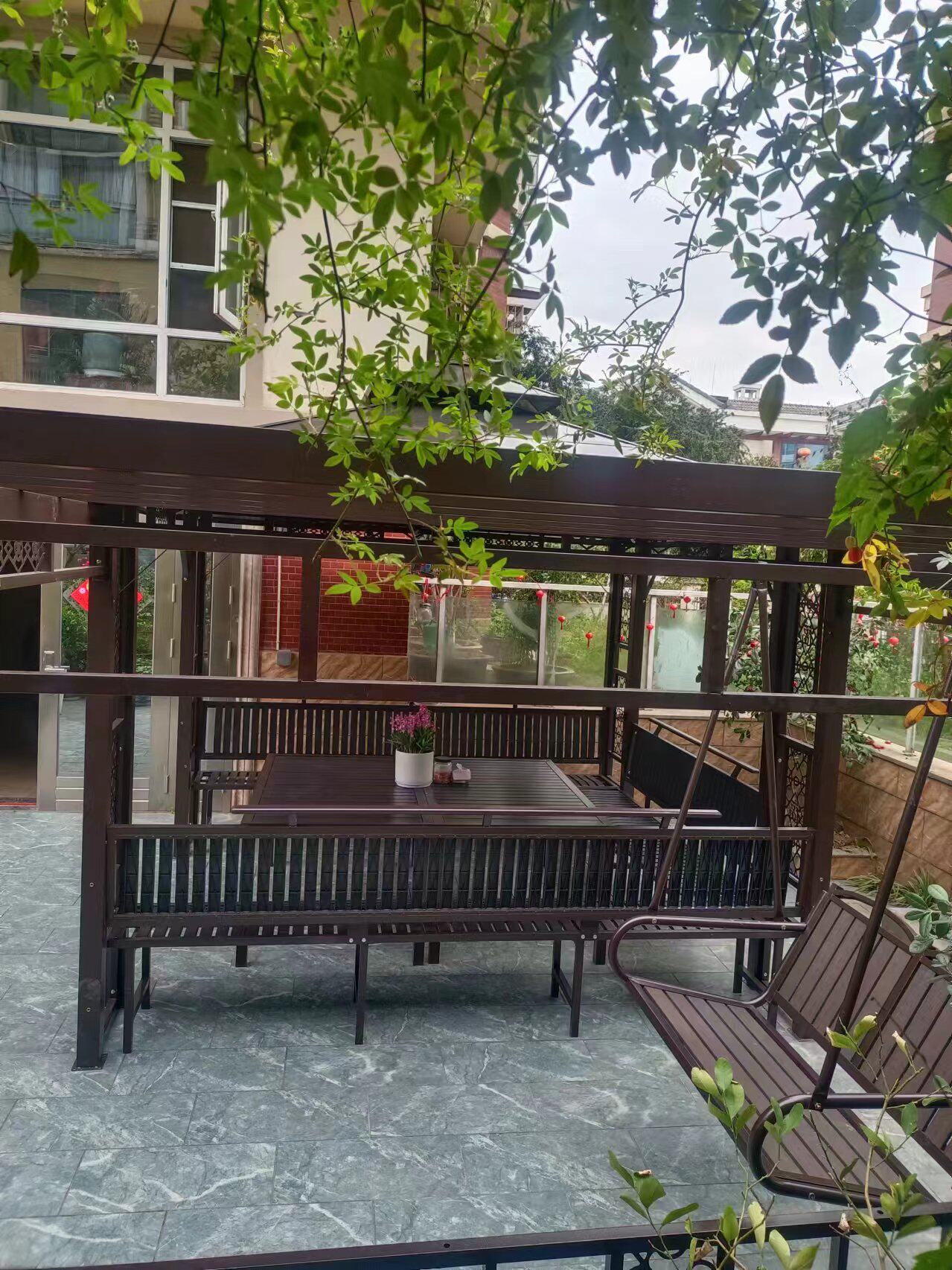 凉亭户外庭院阳光房别墅花园新中式电动遮阳棚铝合金室外露台亭子