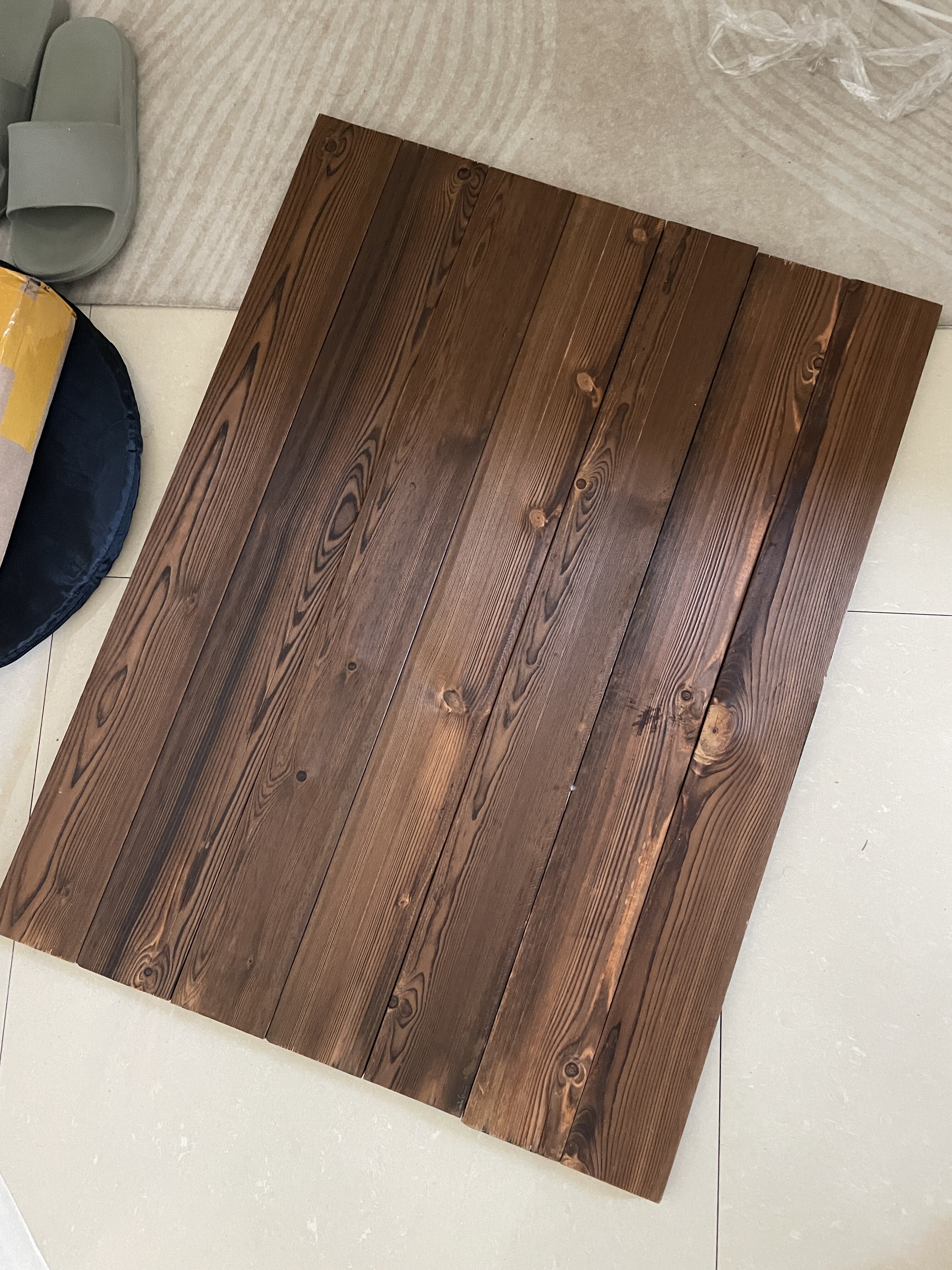 yamei实木背景板 复古做旧木头板子80cm长木条美食摄影道具旧木板