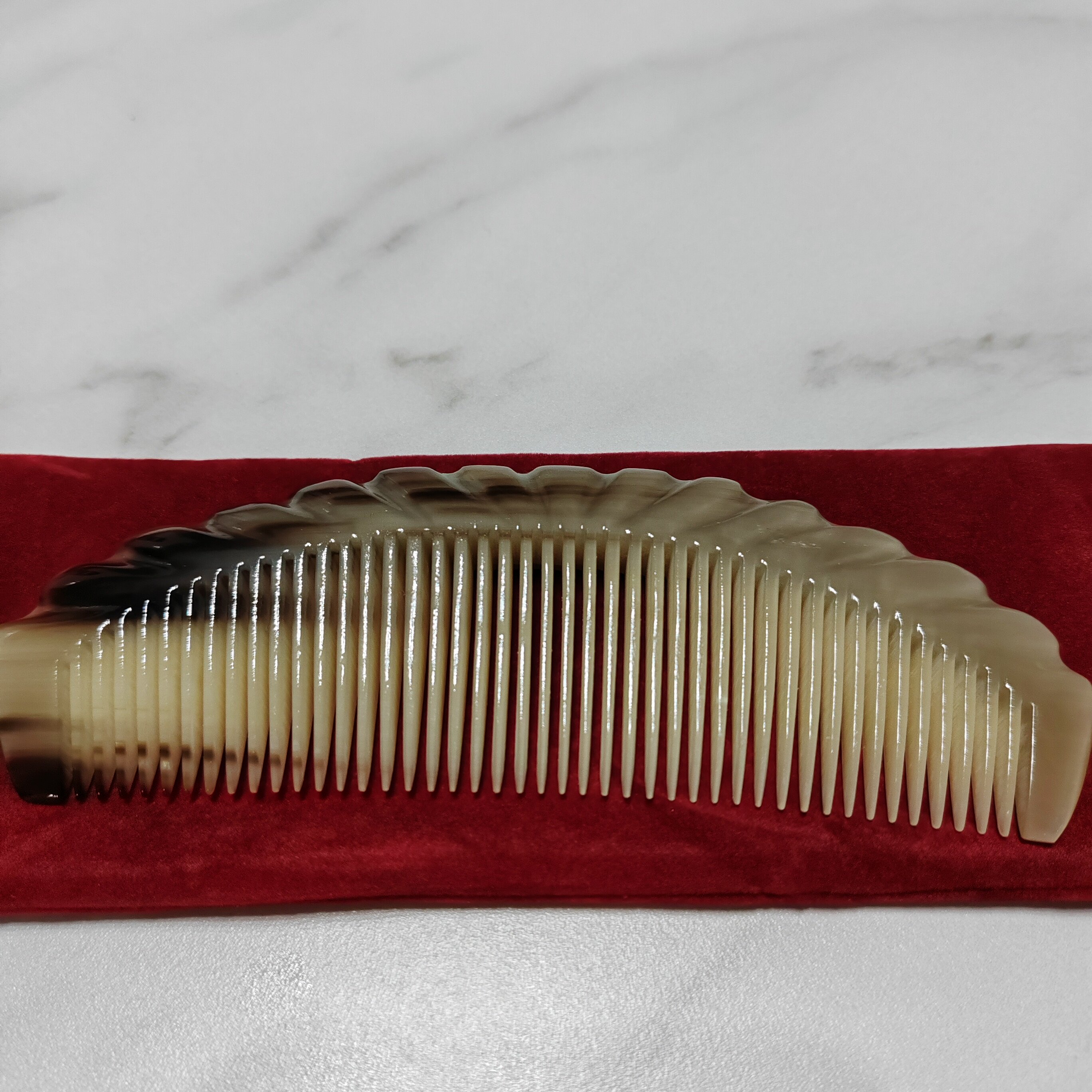 天然牦牛角梳子纯正品白水牛角加厚防经络梳脱发女刻字情人节礼物