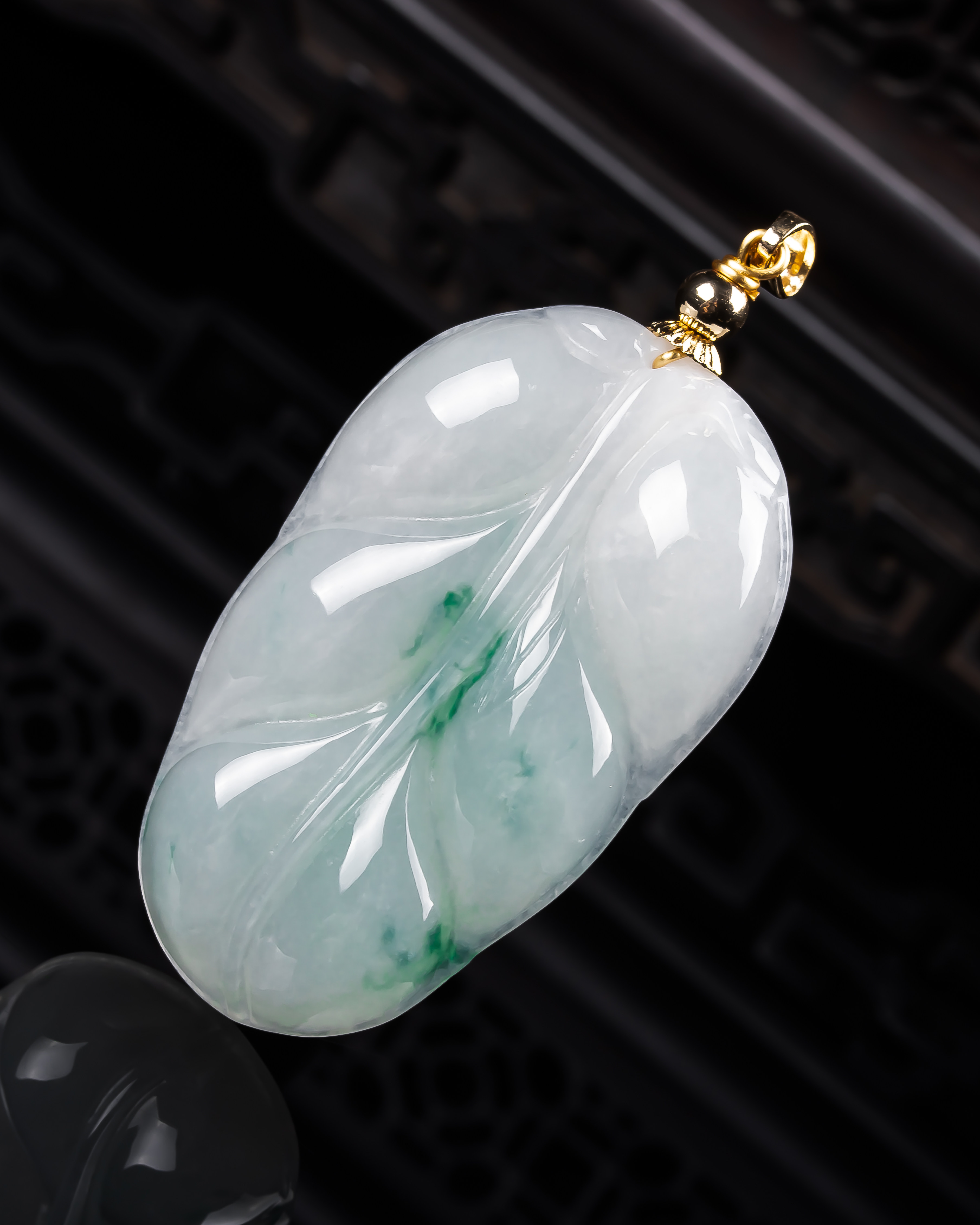 缅甸天然真品翡翠冰种飘绿花高档精品闪拍金枝玉叶玉石吊坠12