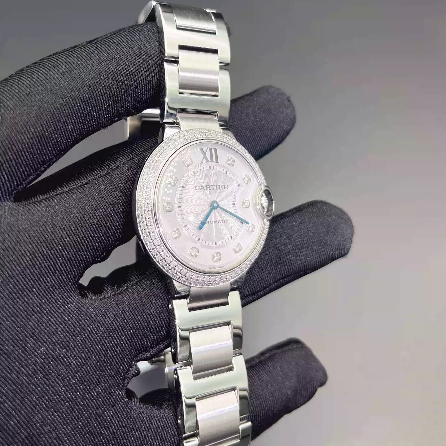 卡地亚女表蓝气球系列精钢36mm自动机械手表女we902075正品9.8新