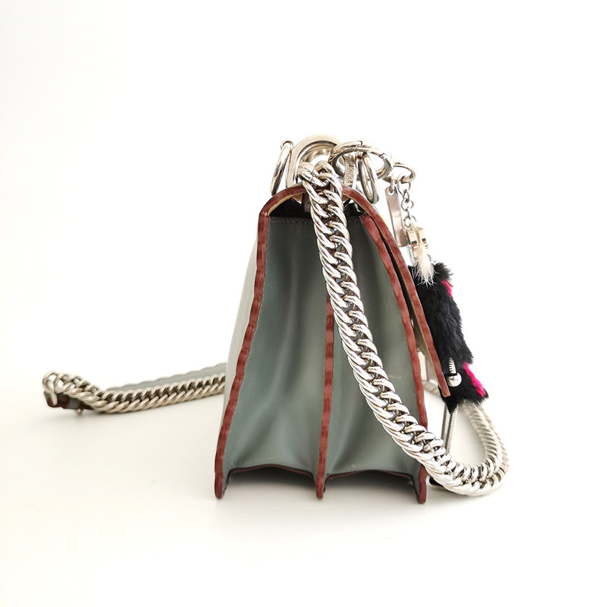 3折即刻拍已鉴定95新fend芬迪小号kani花边牛皮单肩斜挎链条女包