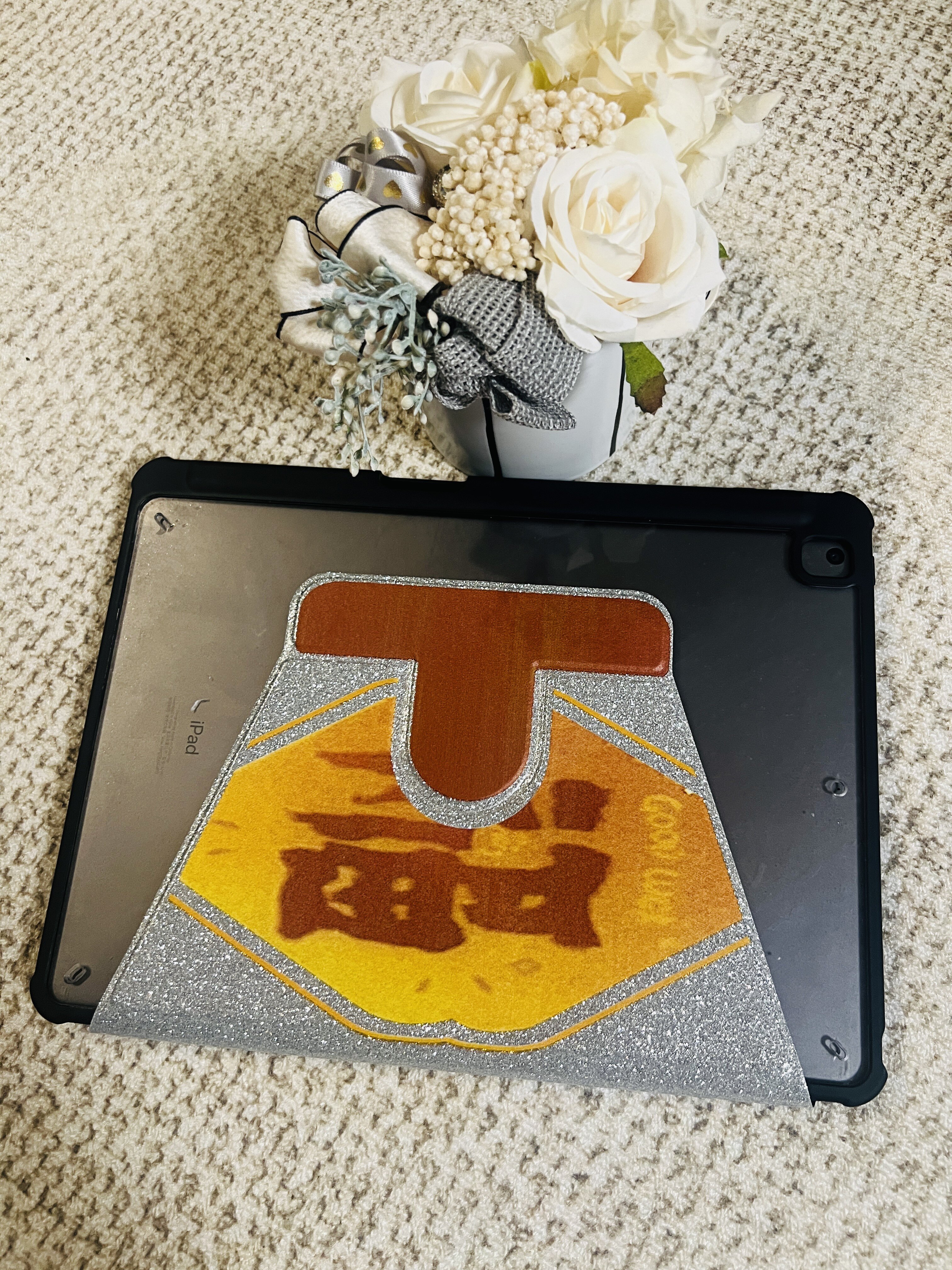 闪粉卡通对联财神360度旋转适用ipadair6保护套air5/4新款ipad10带笔