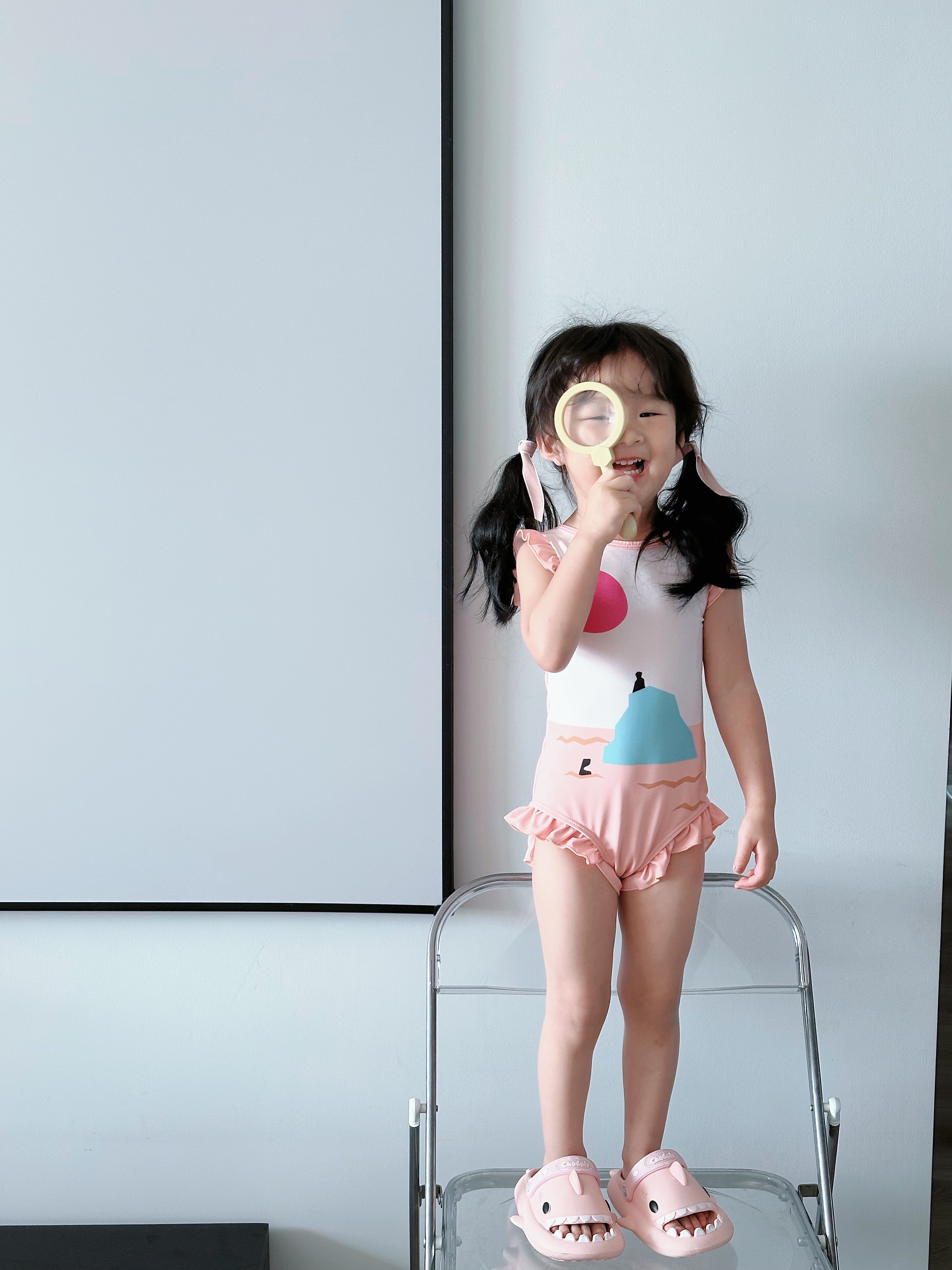 爱多尔幼儿泳衣女童粉色可爱小公主游泳衣连体小女孩泳装户外运动