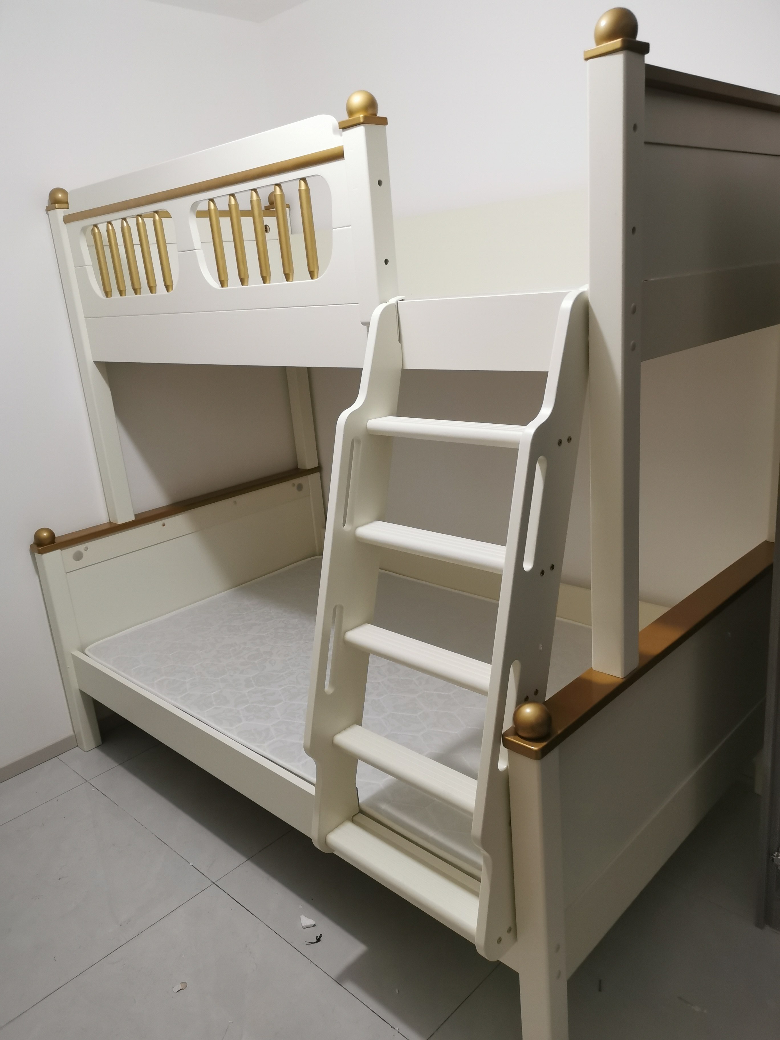 儿童床上下床实木奶油风现代简约高低床双层两层床铺小户型多功能