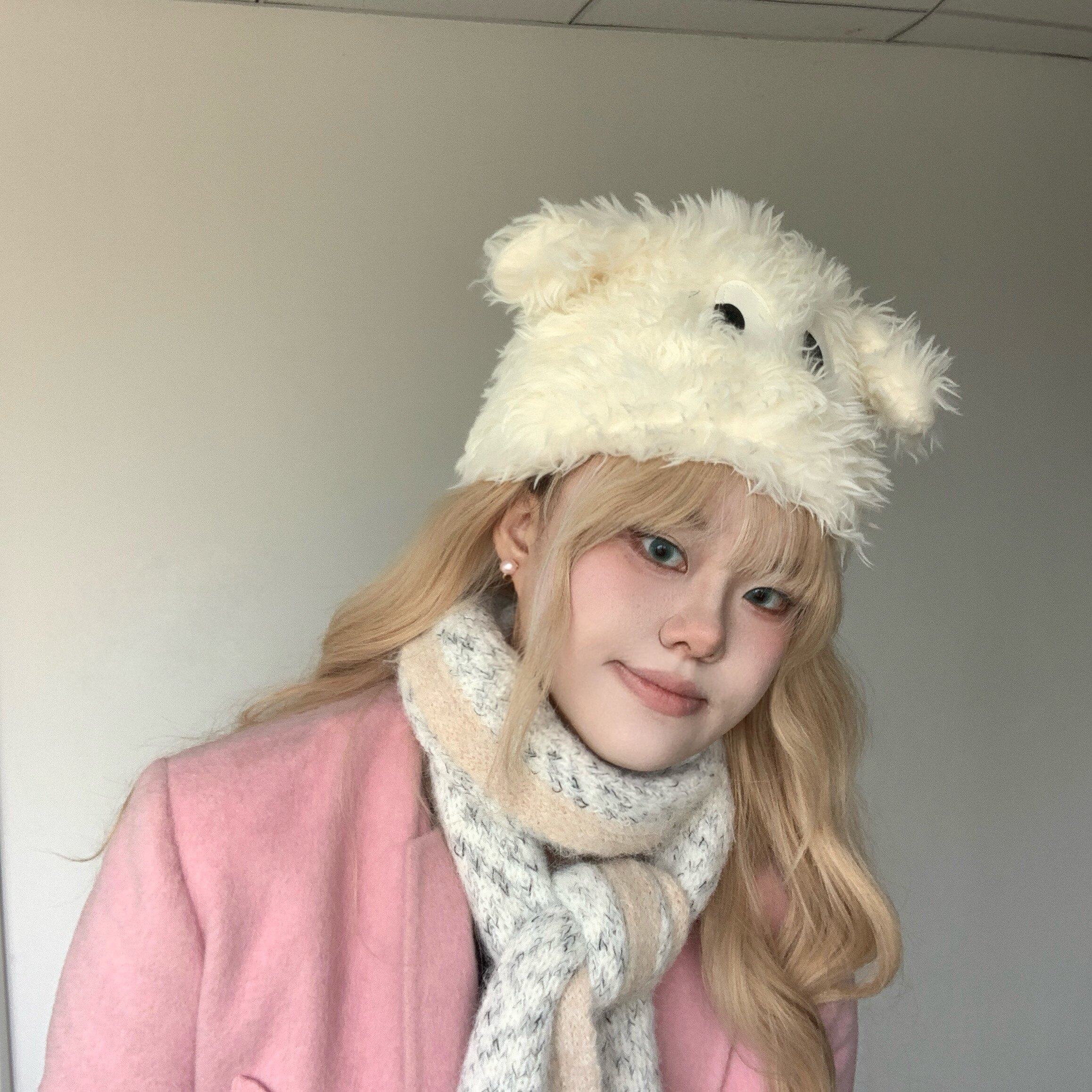 可爱搞怪小狗毛绒帽子卡通长耳朵秋冬加厚保暖显脸小包头帽套头帽