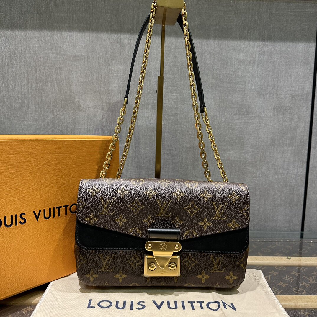 正品[9.8新]lv/路易威登老花marceau新款邮差链条包单肩斜挎女包
