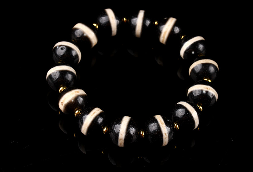 文玩收藏 老矿料风化清晰 一线玛瑙天珠 佛珠手串手链f785