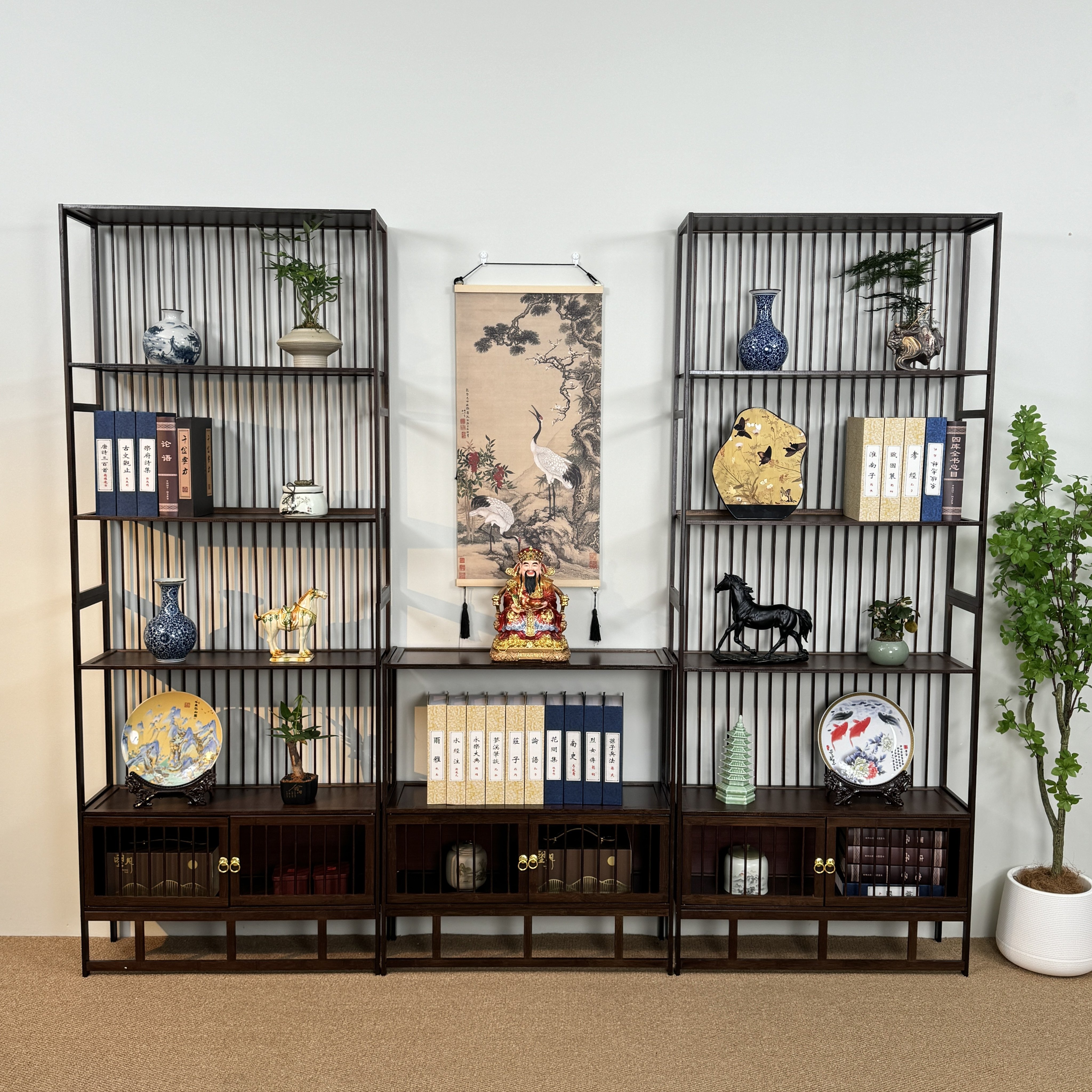 新中式置物架非实木储物架多层收纳家用小摆件陈列架多功能展示架