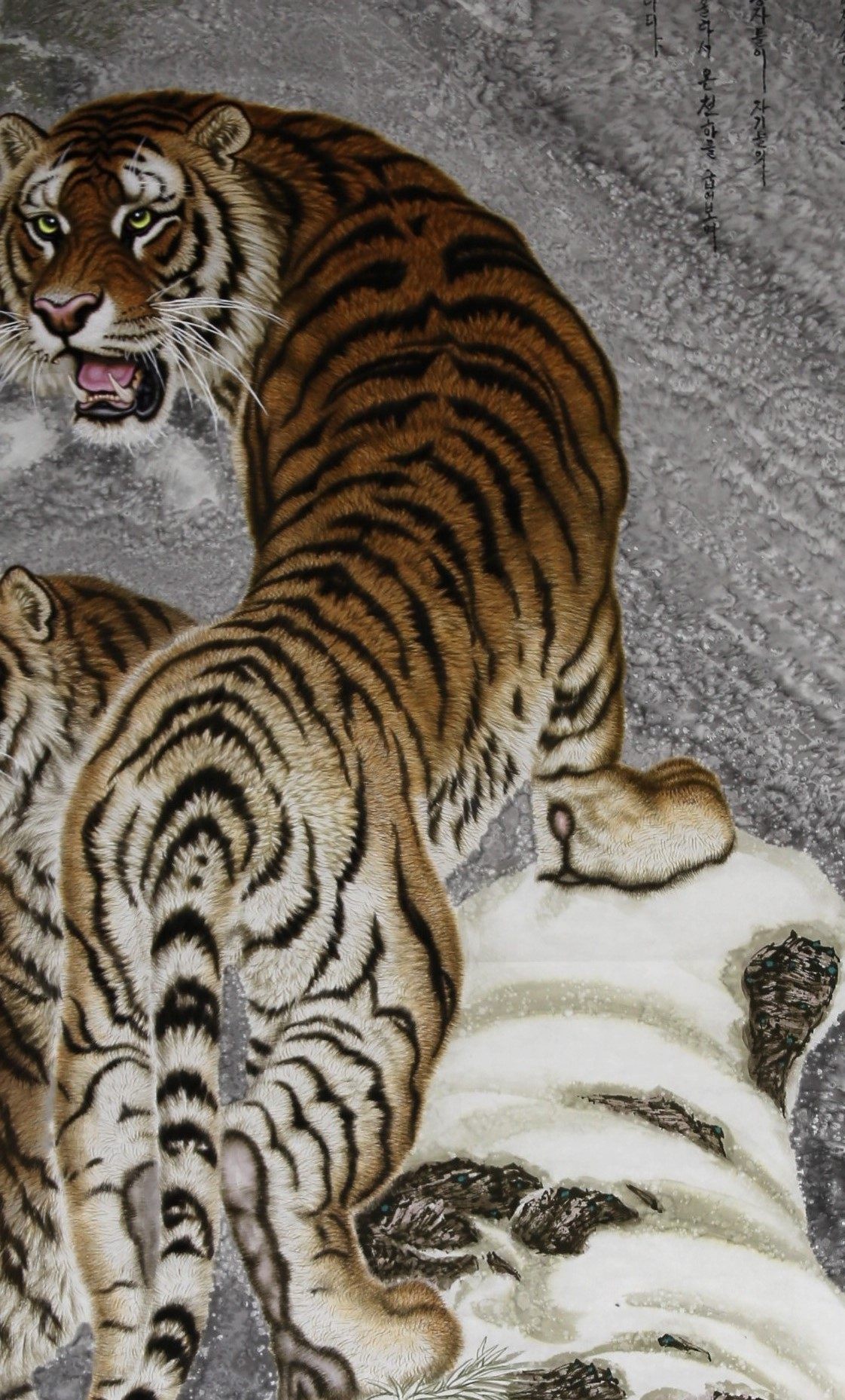 【朝鲜画】 林波 功勋画家《虎啸》2.4米巨幅拍前咨询是否在国内