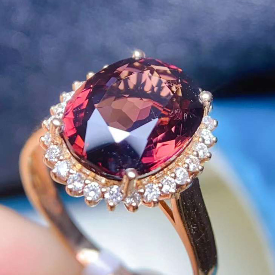 7克拉碧玺戒指 18k金镶1 26颗配钻 e9167 - 拍卖