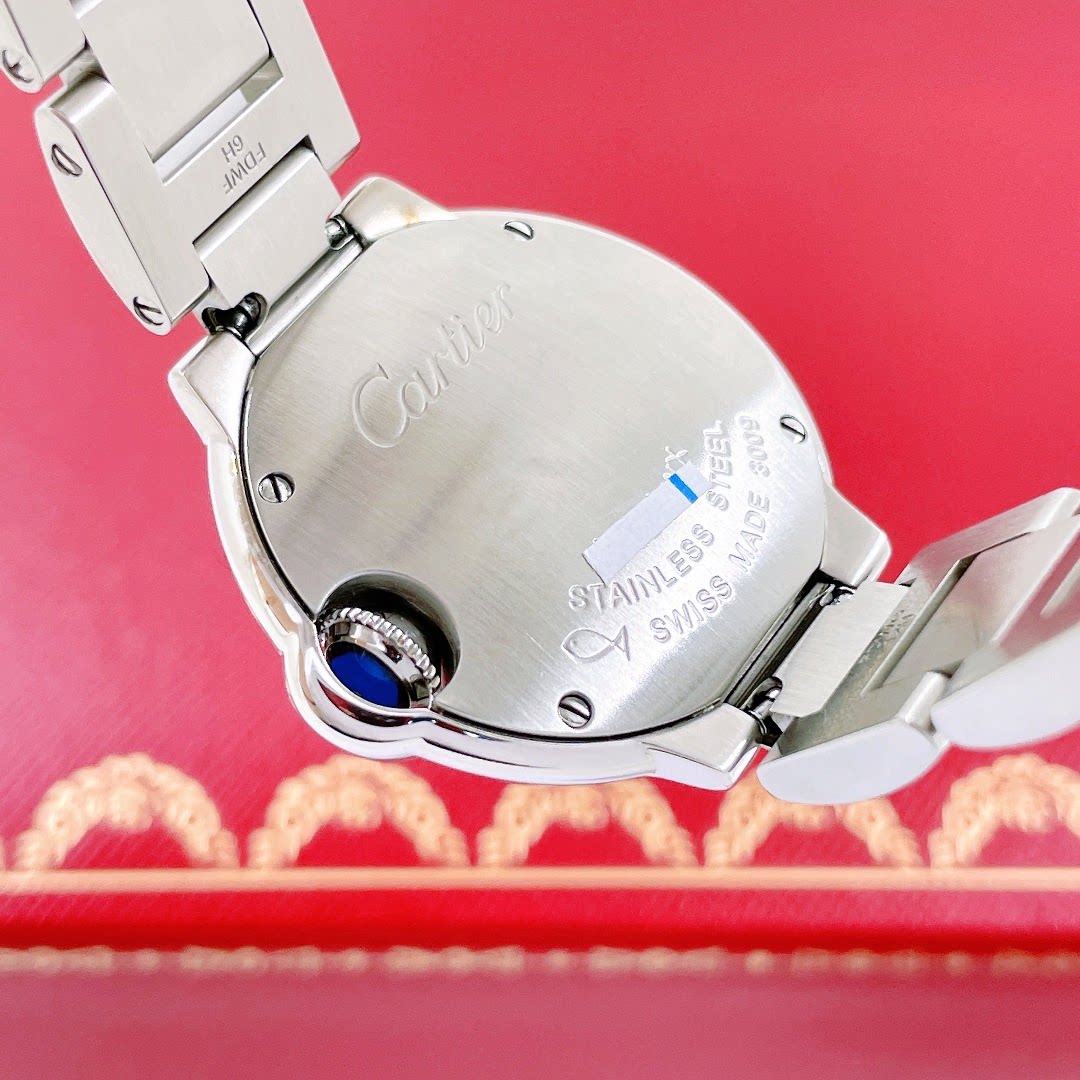 卡地亚女表蓝气球系列精钢粉盘镶钻28mm石英表w6920038正品9.8新