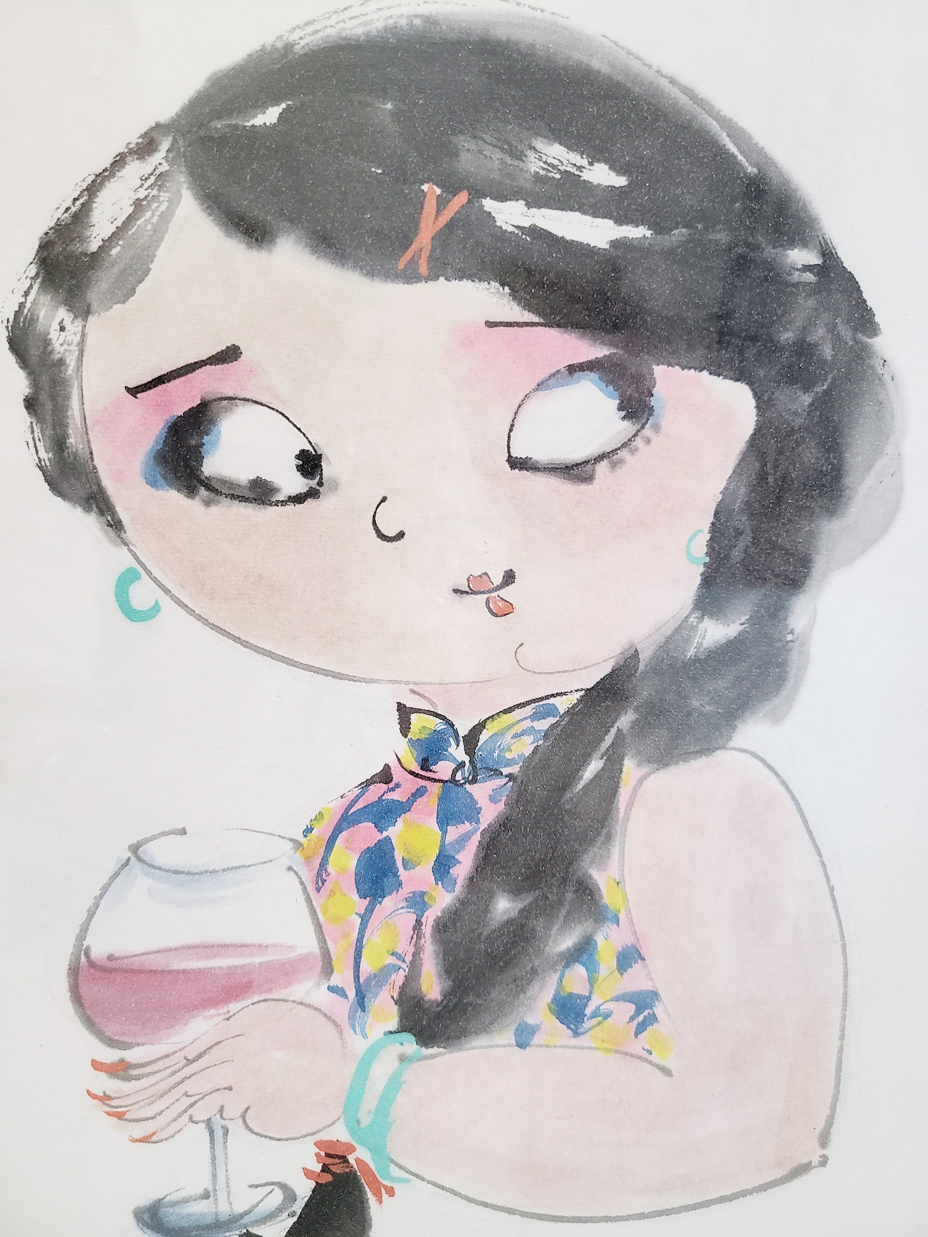 【孤品送框】中美协会员窦红写意手绘人物国画客厅玄关办公室挂画