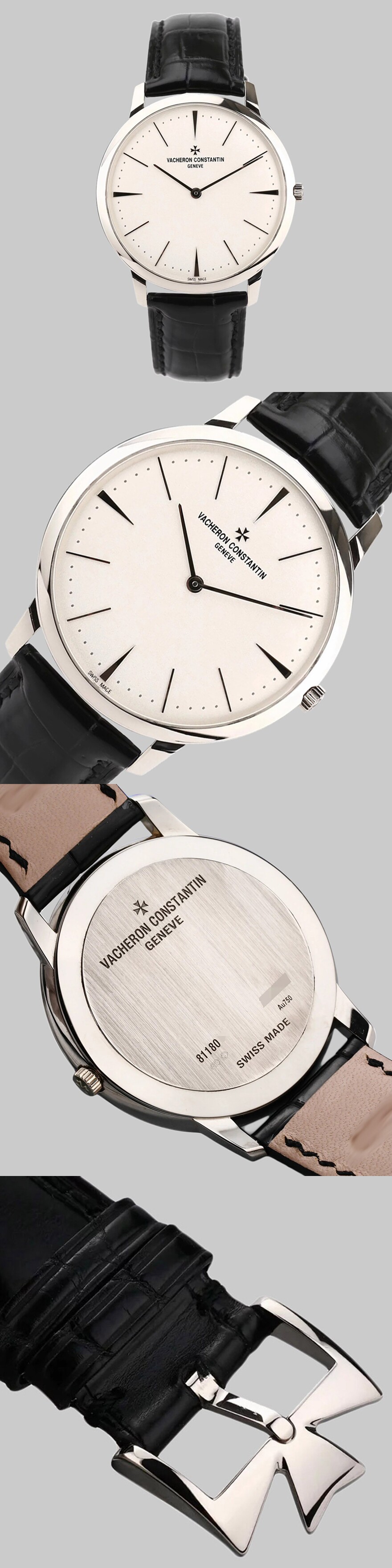 特惠[9.5新]江诗丹顿传承系列18k白金手动机械手表男表81180