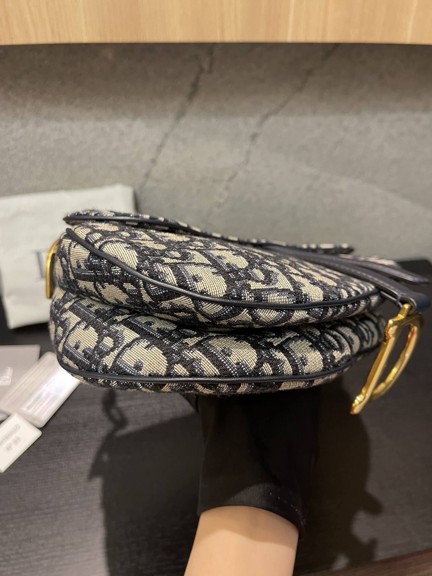 [9.8新]dior迪奥经典老花蓝色中号马鞍包单肩斜挎包女包公价2w