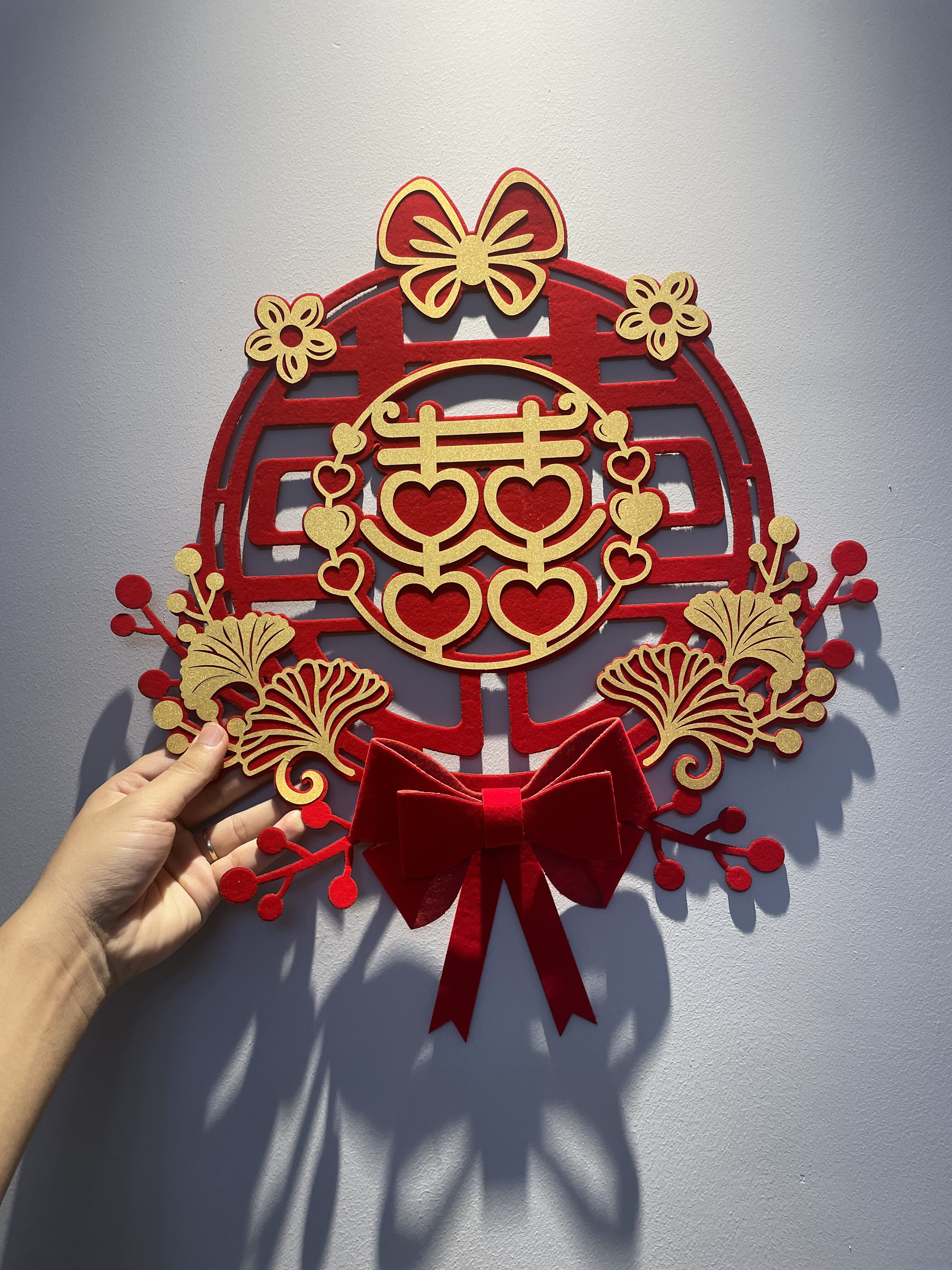 喜字结婚专用立体婚房布置装饰客厅婚礼大红囍字贴床头大门口贴纸